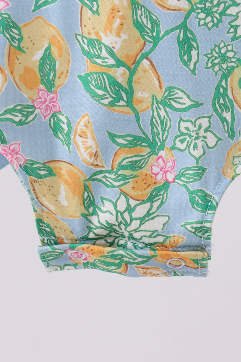 Green lemon print ruffle bubble