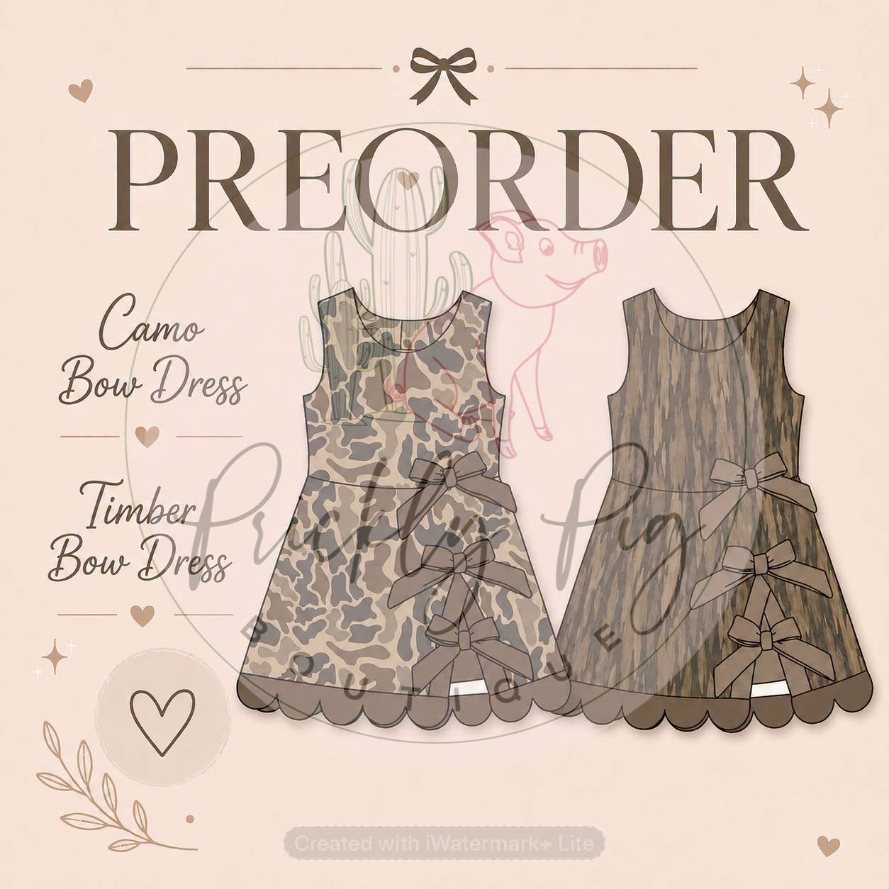 Preorder - Camo & Timber Bow Dress