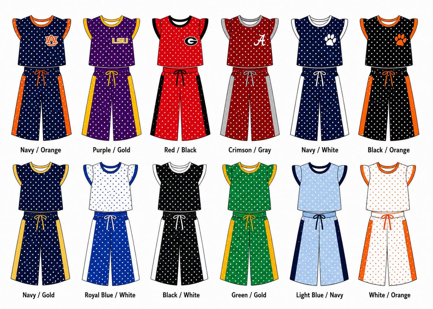 TEAM COLORS BITTY DOT PANTS SET - Preorder