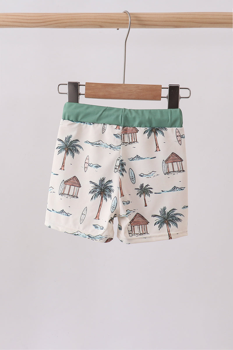 Green turtle swim trunks